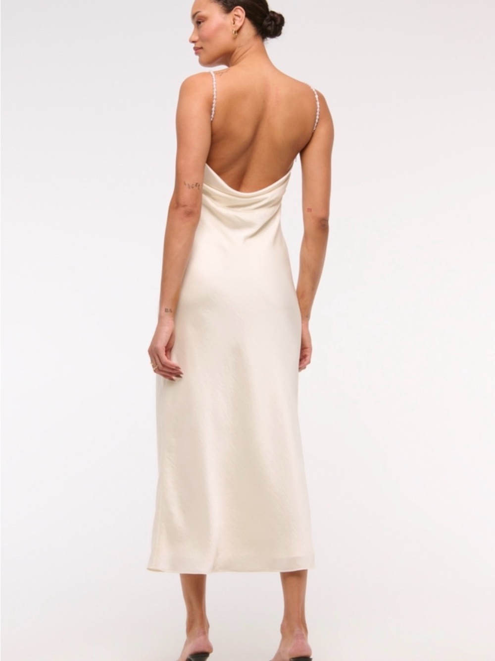 Abercrombie & Fitch Cream Slip Maxi Dress with Beaded Straps - Picture 5 of 10